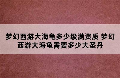 梦幻西游大海龟多少级满资质 梦幻西游大海龟需要多少大圣丹